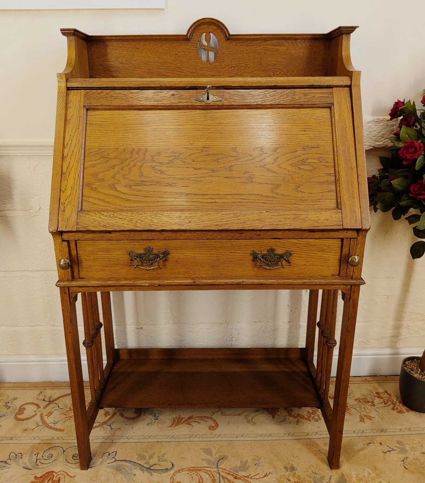 Art Nouveau Solid Oak Golden Oak Bureau