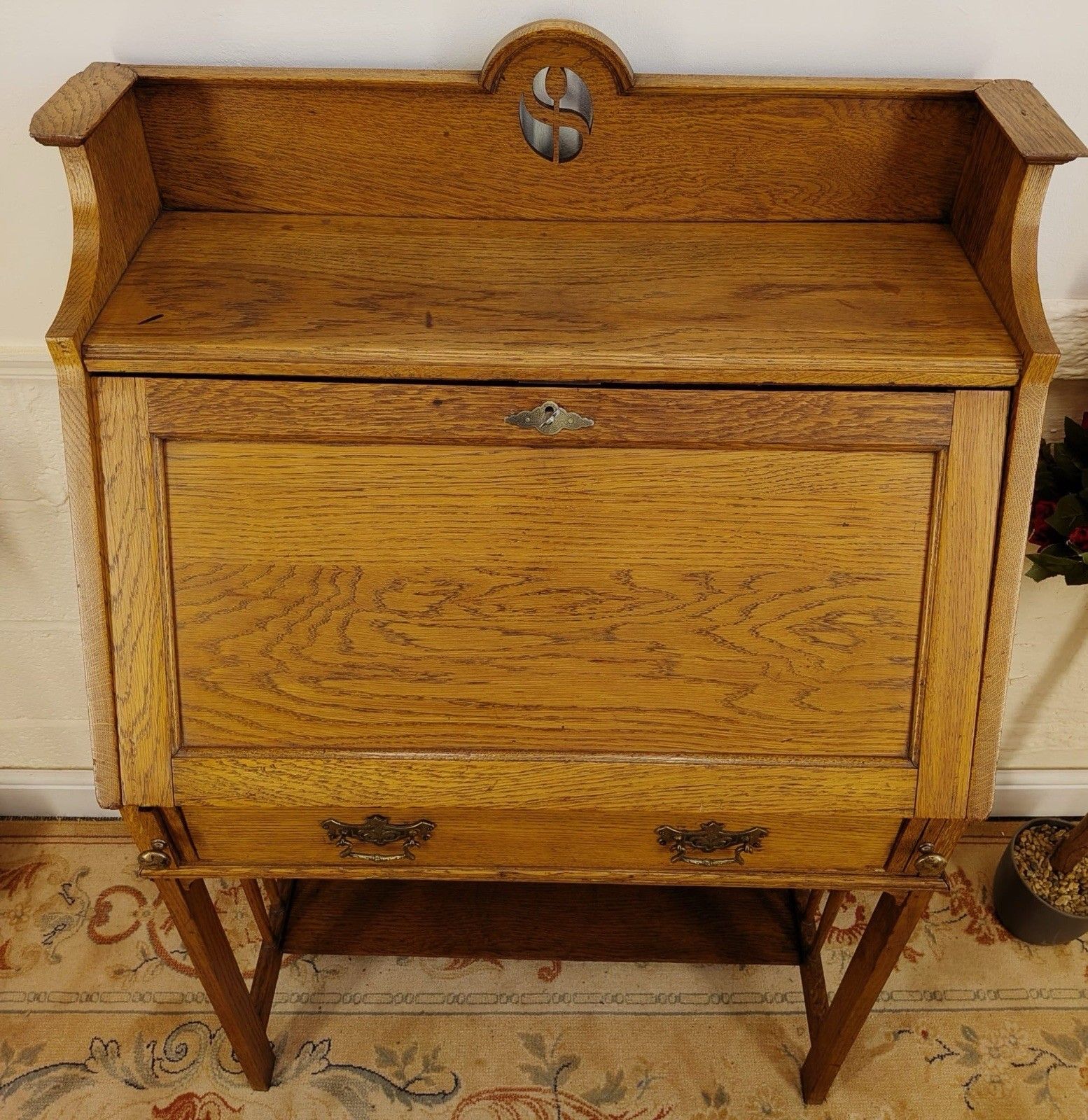 Art Nouveau Solid Oak Golden Oak Bureau photo 320.0