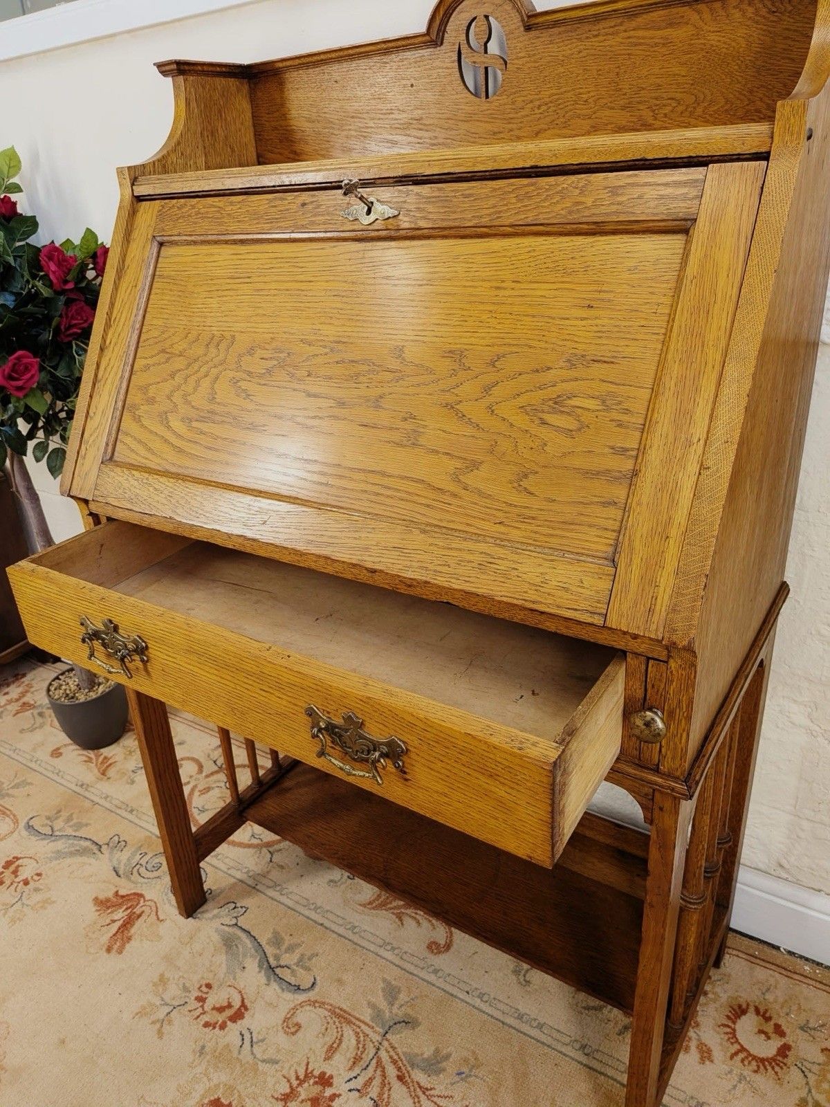 Art Nouveau Solid Oak Golden Oak Bureau photo buy
