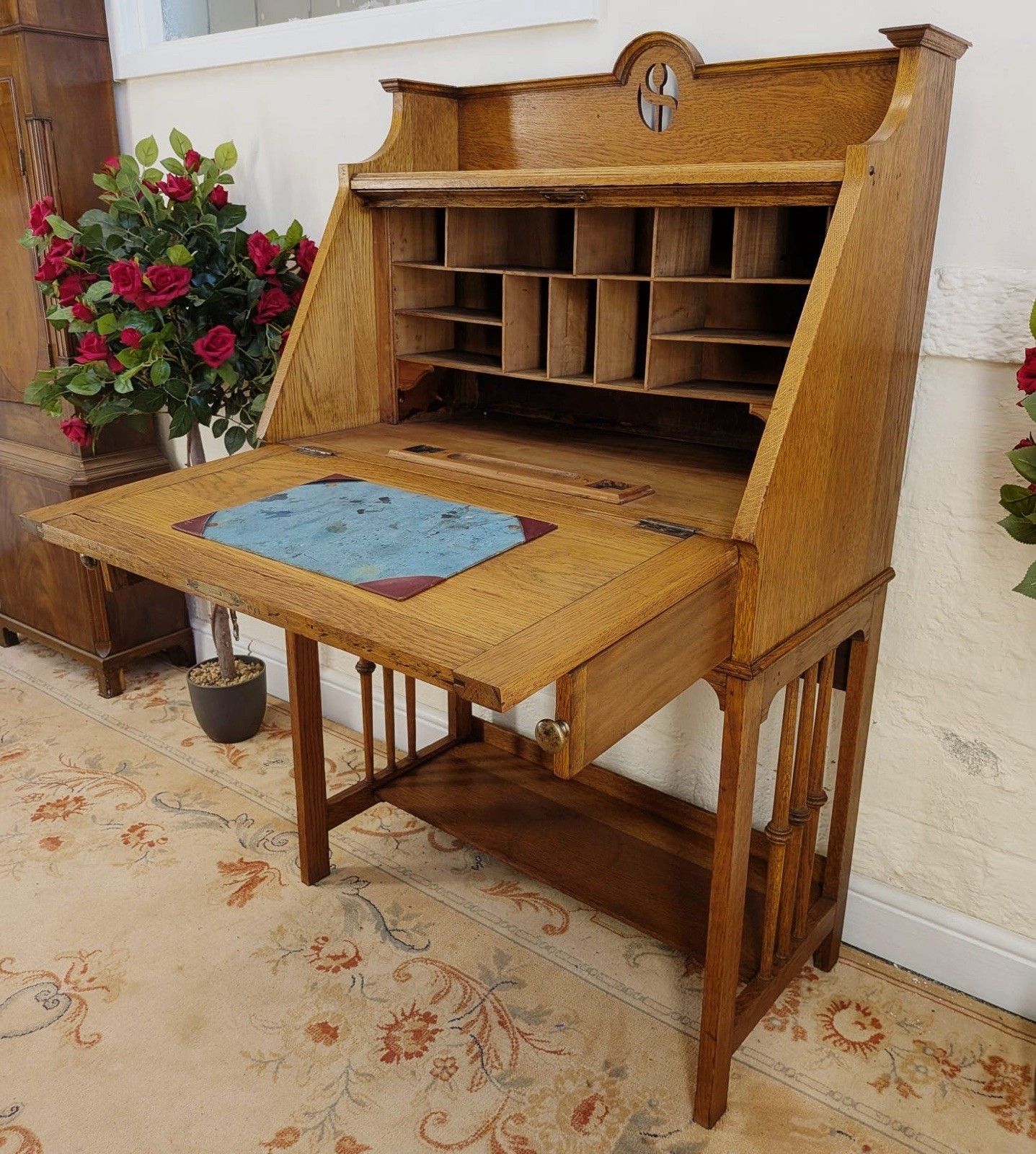 photo for sale Art Nouveau Solid Oak Golden Oak Bureau