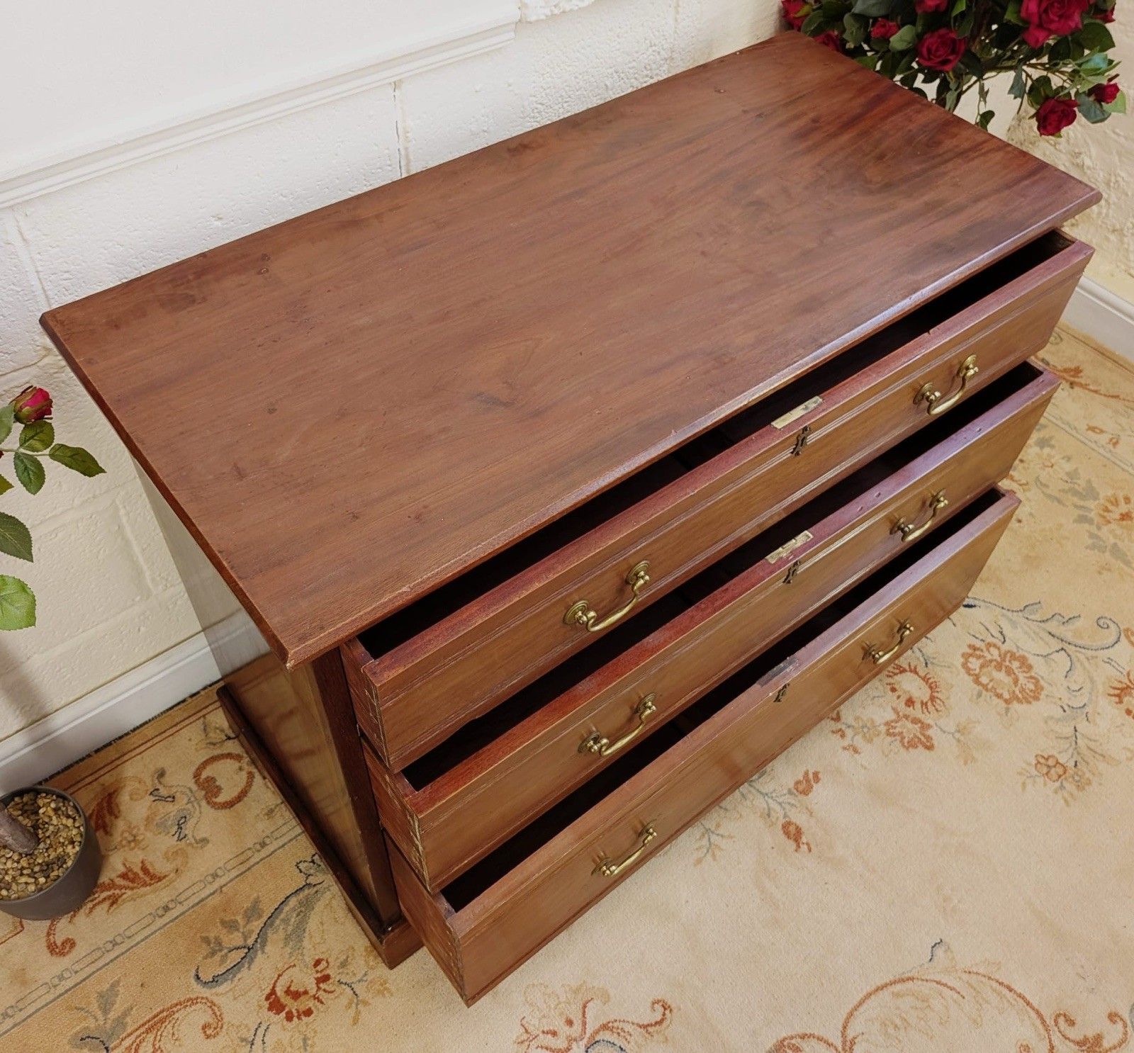 Edwardian Solid Walnut Graduating Chest Of Drawers photo Furniture