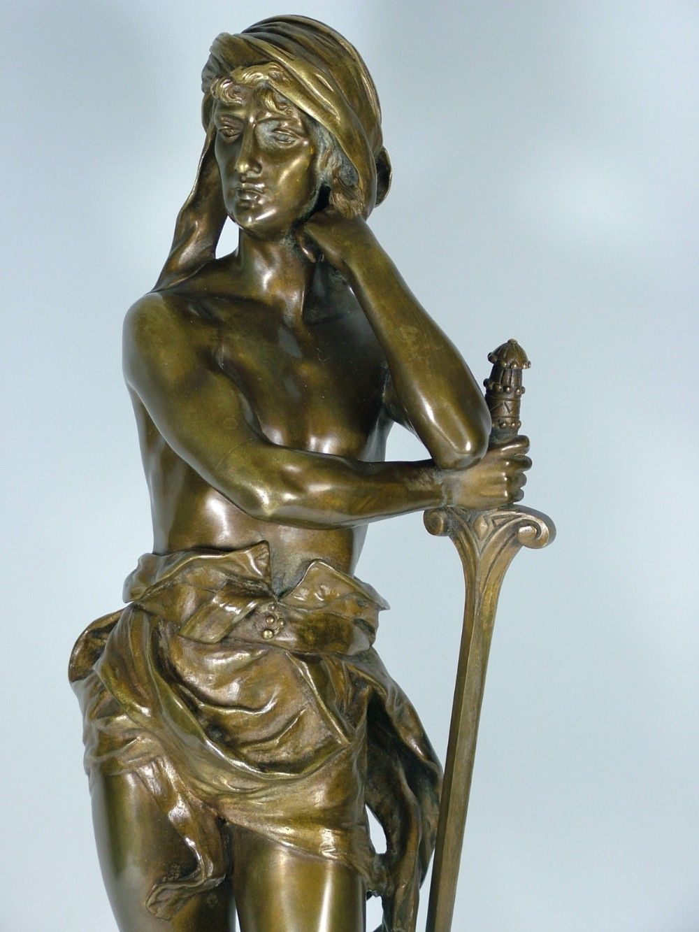 Henri Ple, French Art Nouveau Bronze Study Of David And Goliath C1890 photo Art