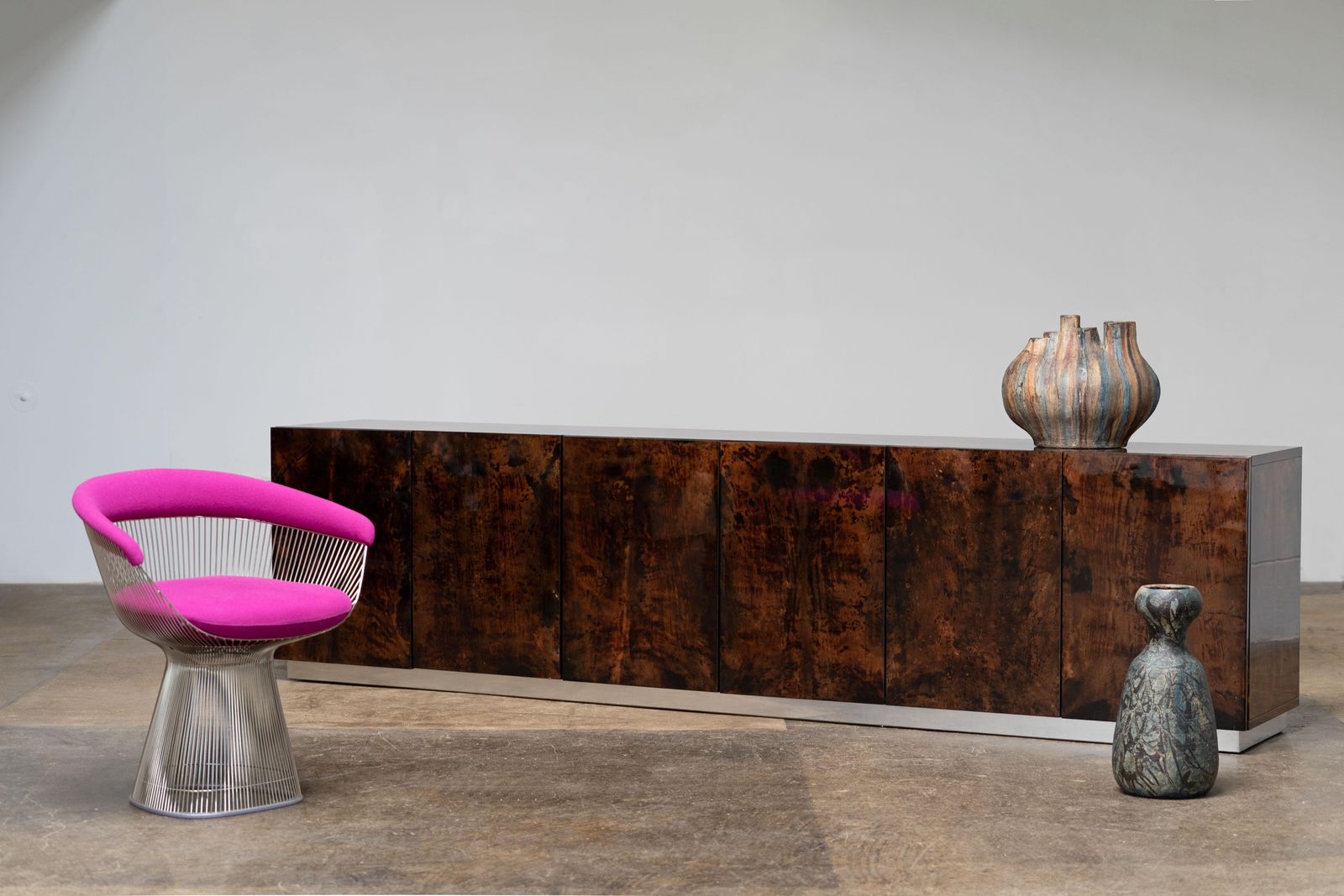 Large Sideboard Made Of Goatskin Leather By Aldo Tura, Italy, 1970s photo furniture