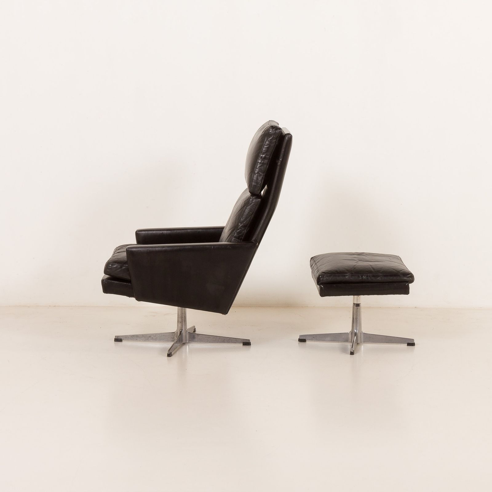 Danish Vintage Lounge Chair With Footstool, 1970s photo vinterior