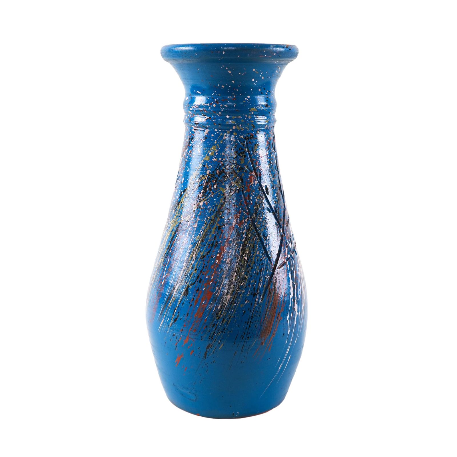 Blauwe keramische vaas, Deens design, jaren 1970, gemaakt in Denemarken