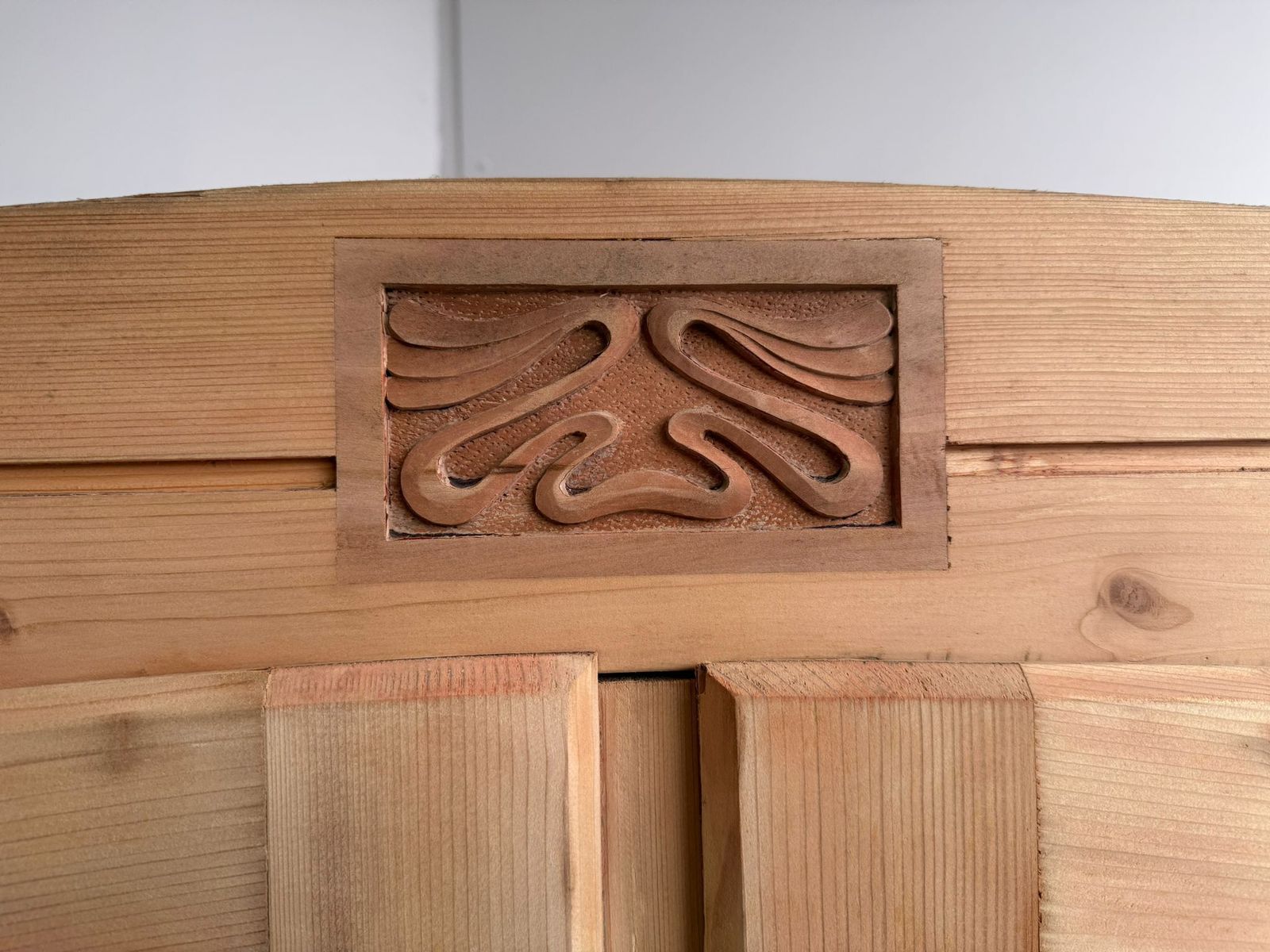 A Top Quality Pine Art Nouveau Cupboard To Paint / Wax photo Furniture