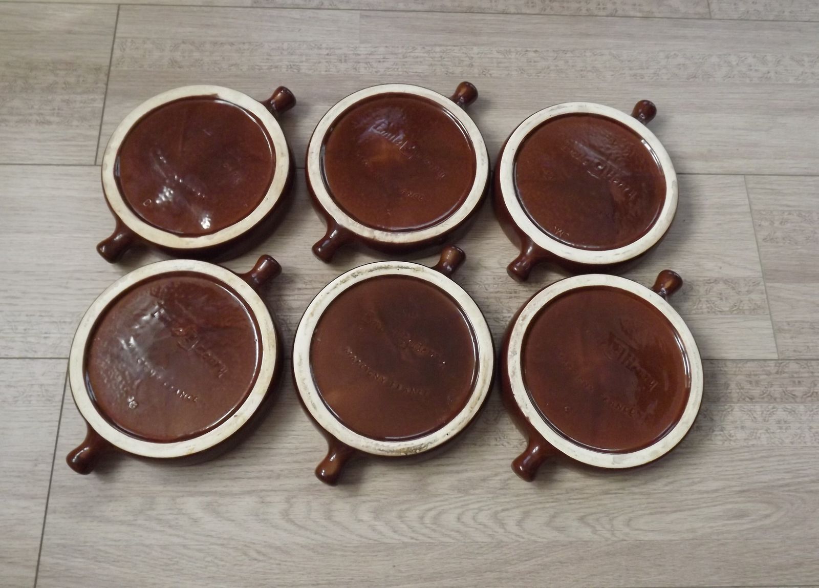 Set Of 6 French Emile Henry Escargot Snail Cook Pots With Tongs 12 Wells photo 140.0