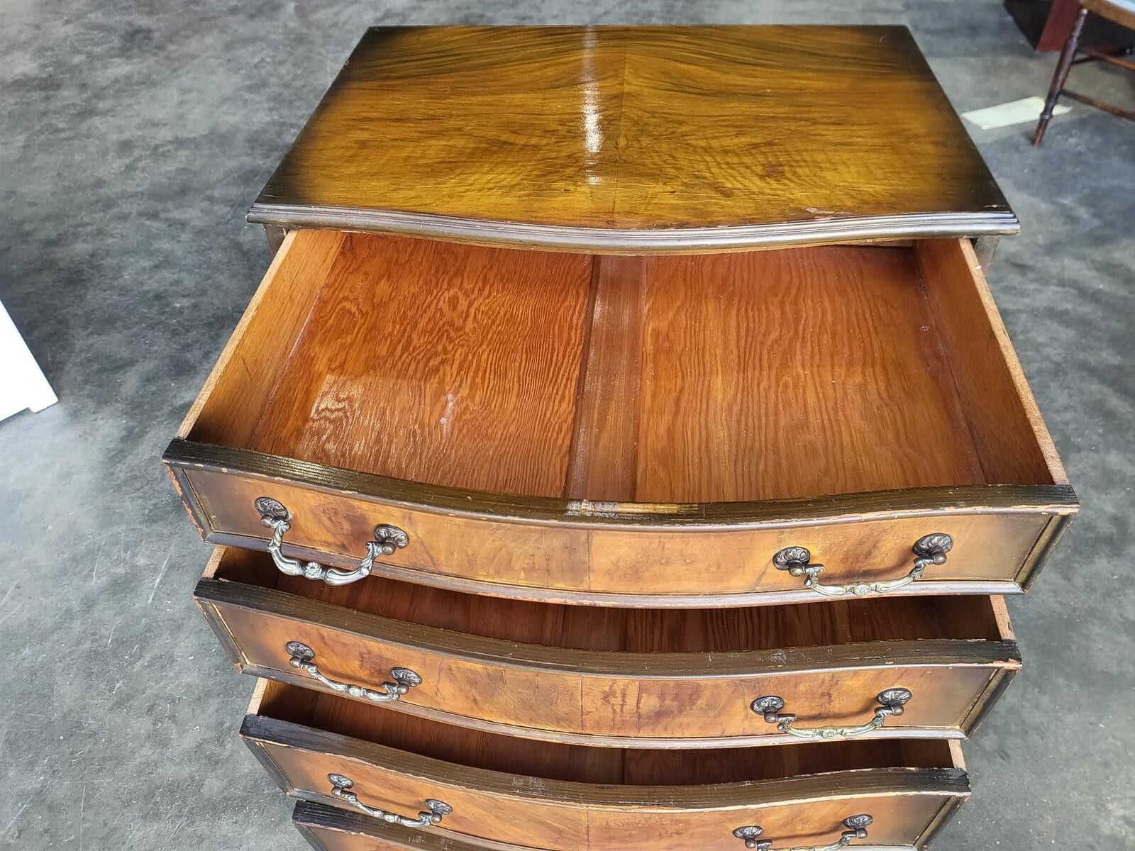 Antique Repro Serpentine Small Chest Of Drawers Cabriole Legs photo for sale