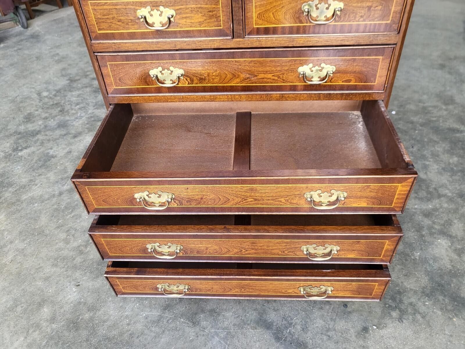 Antique Repro Inlaid 4 Over 4 Chest Of Drawers Bracket Feet photo buy