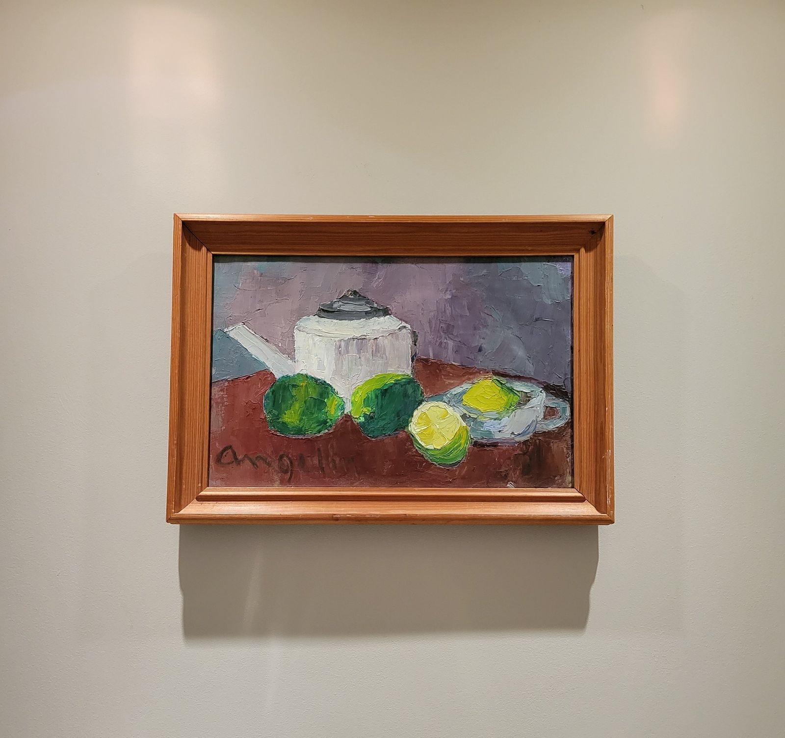 Citrus Fruits And Teapot  Original Mid Century Still Life