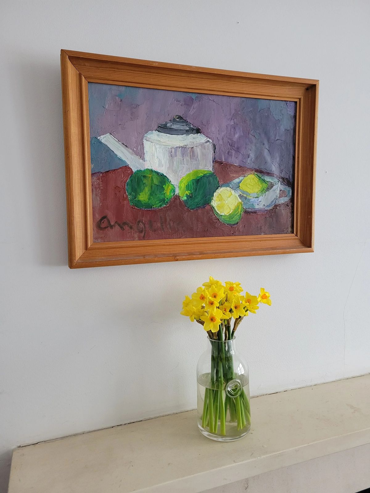 365.0 Citrus Fruits And Teapot  Original Mid Century Still Life photo