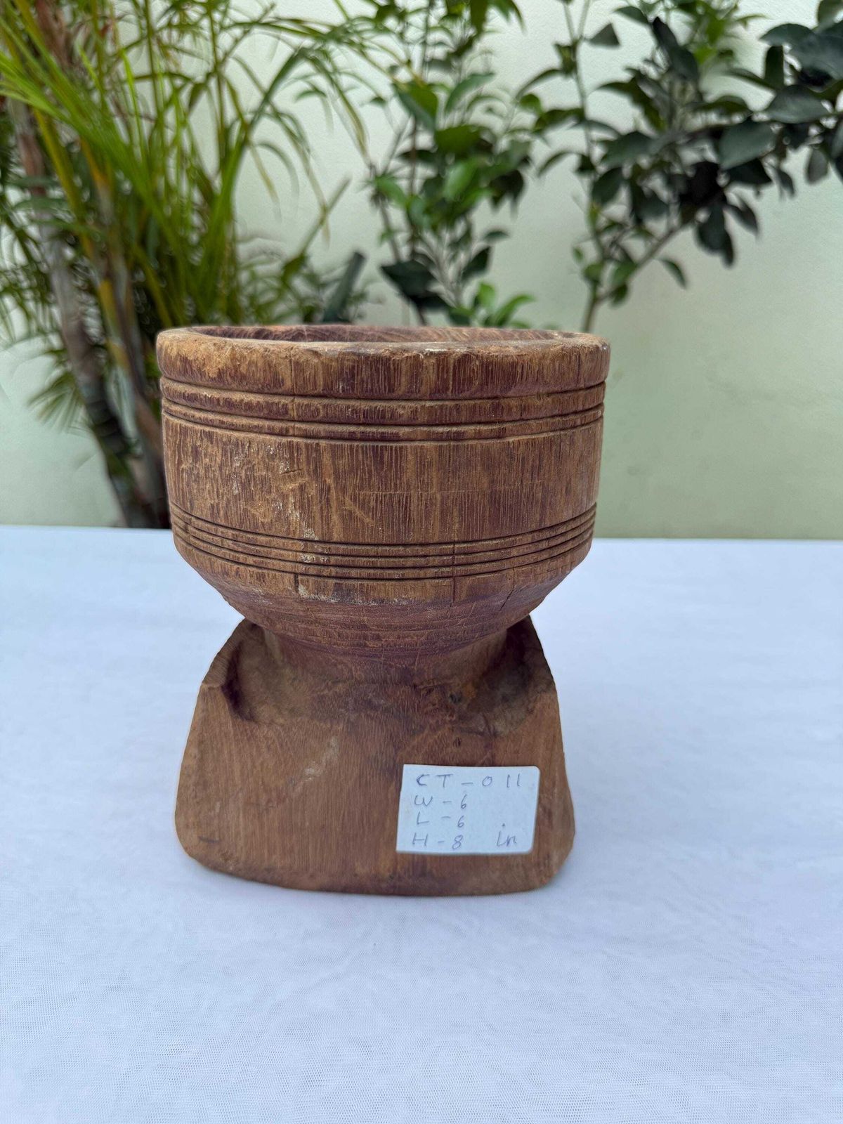 Antique Indian Seed Sower Candle Holder | Hand Carved Teak Wabi Sabi Pedestal photo furniture