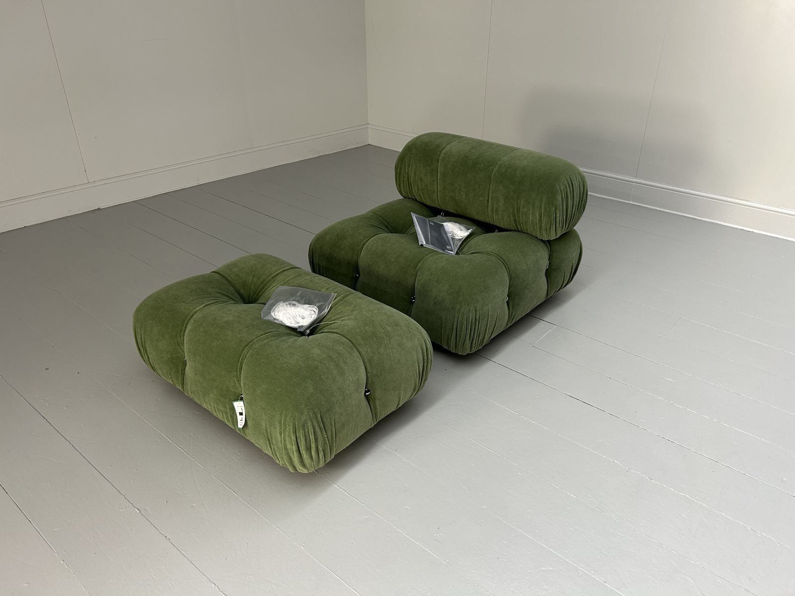 B&B Italia "Camaleonda" Lounge Chair & Ottoman In Green Mohair Velvet photo furniture