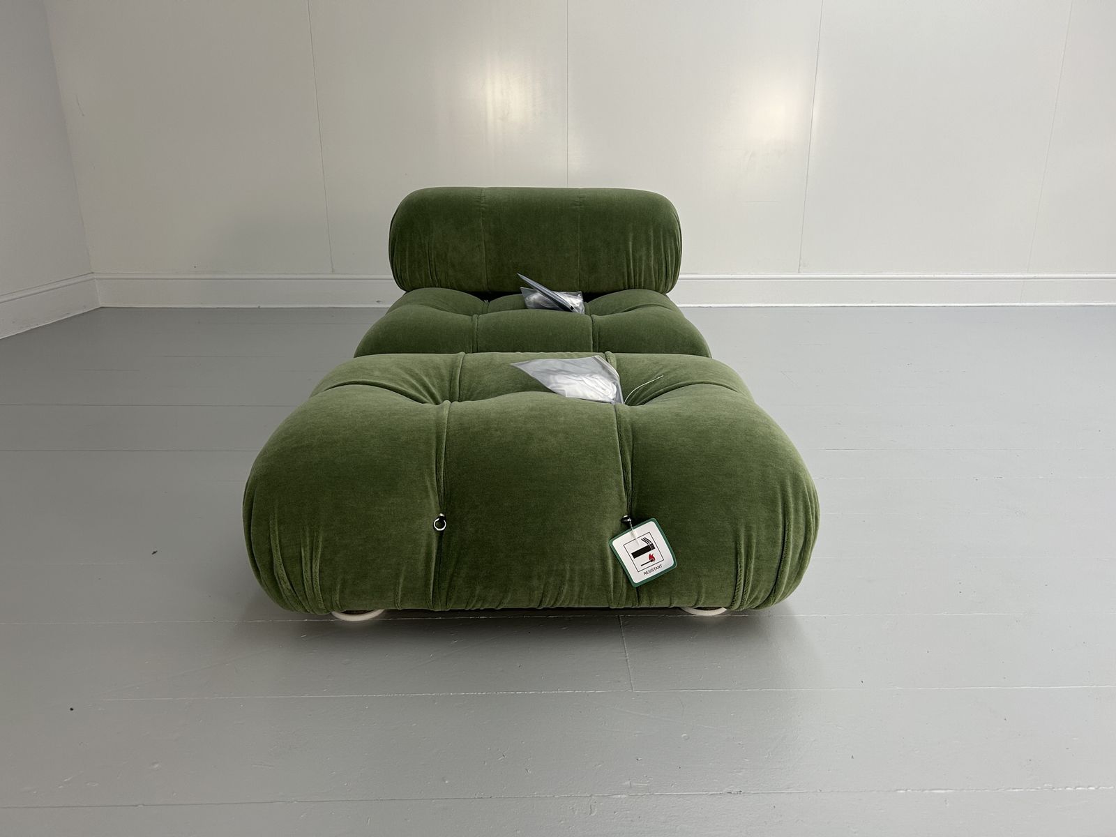 B&B Italia "Camaleonda" Lounge Chair & Ottoman In Green Mohair Velvet photo for sale