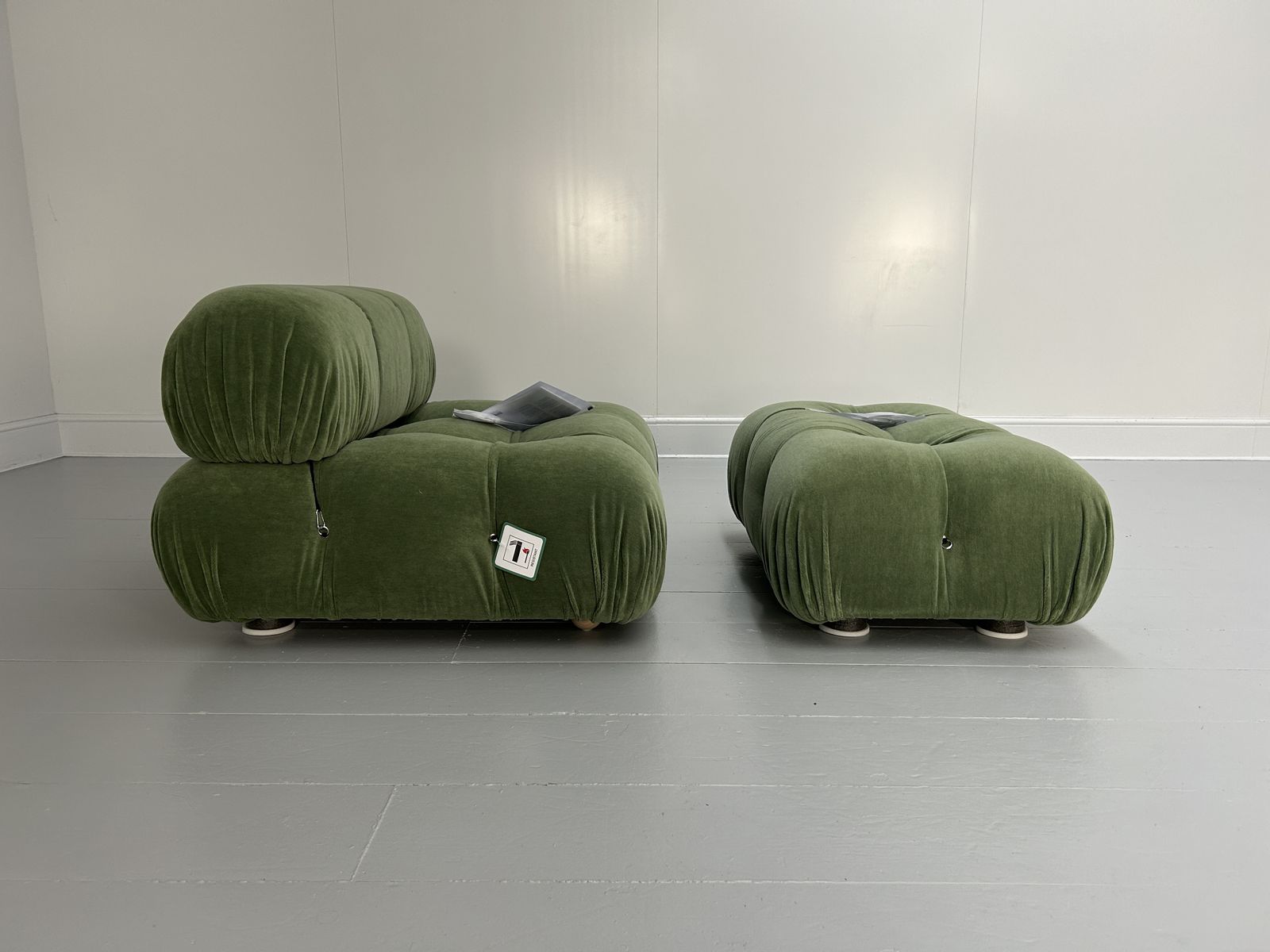 B&B Italia "Camaleonda" Lounge Chair & Ottoman In Green Mohair Velvet photo 5900.0