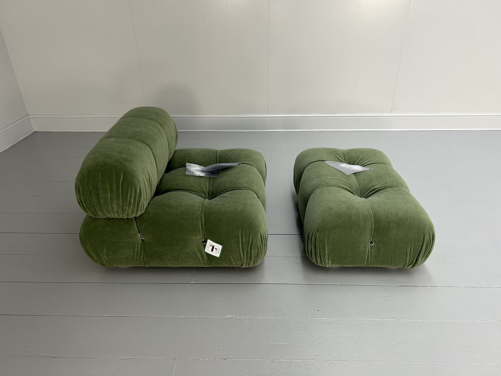 B&B Italia "Camaleonda" Lounge Chair & Ottoman In Green Mohair Velvet photo buy