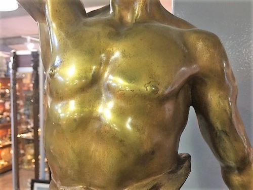 Art Debut, Marcel, A Huge Original French Bronze Casting Of A Young Man, C.1900 photo