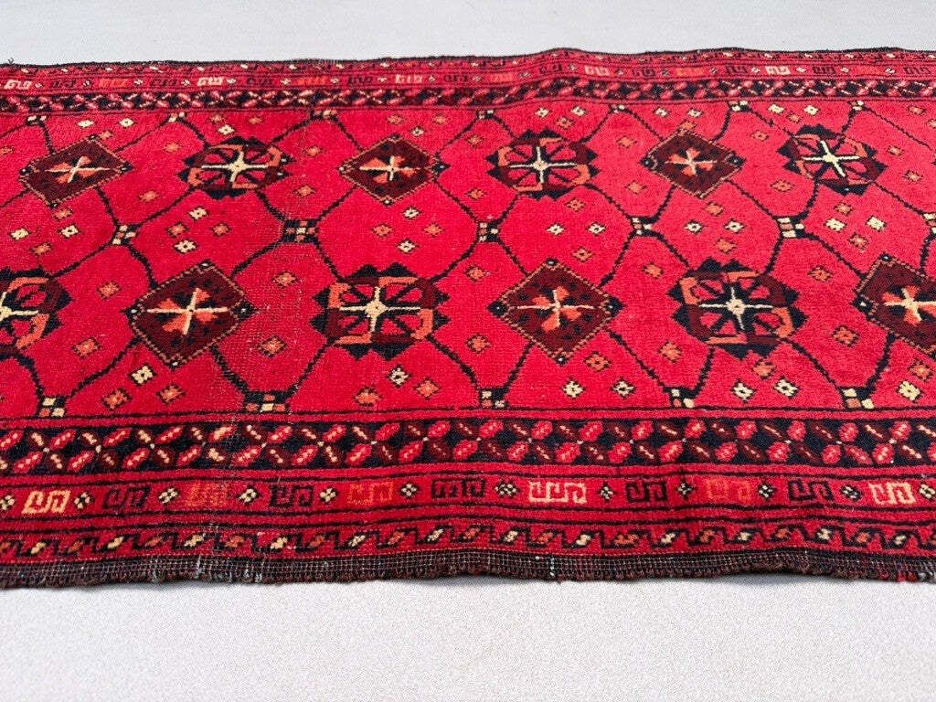 Afghan Runner Narrow 150x54 Cm, Vintage Turkoman Ersari Rug photo Textiles