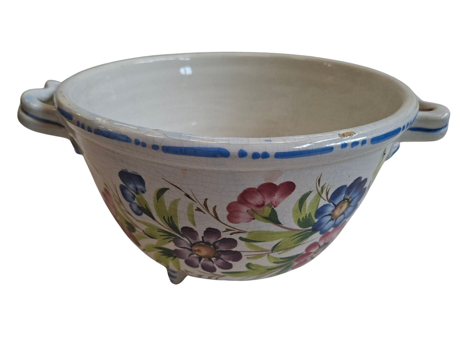 Raro Scolapasta Antico In Ceramica Di Bassano – Dipinto A Mano – 1950 photo Home Decor