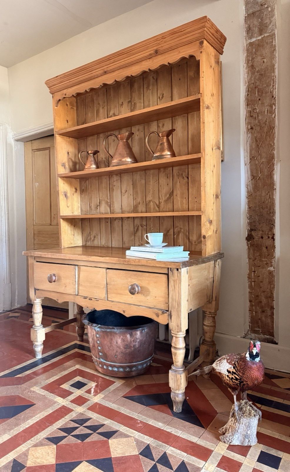 English Antique Pine Rustic Farmhouse Primitive Provincial Country Dresser 1860c photo Furniture