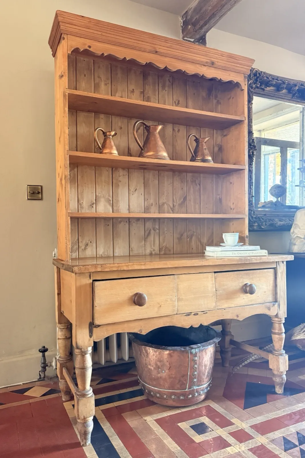 English Antique Pine Rustic Farmhouse Primitive Provincial Country Dresser 1860c photo 999.0