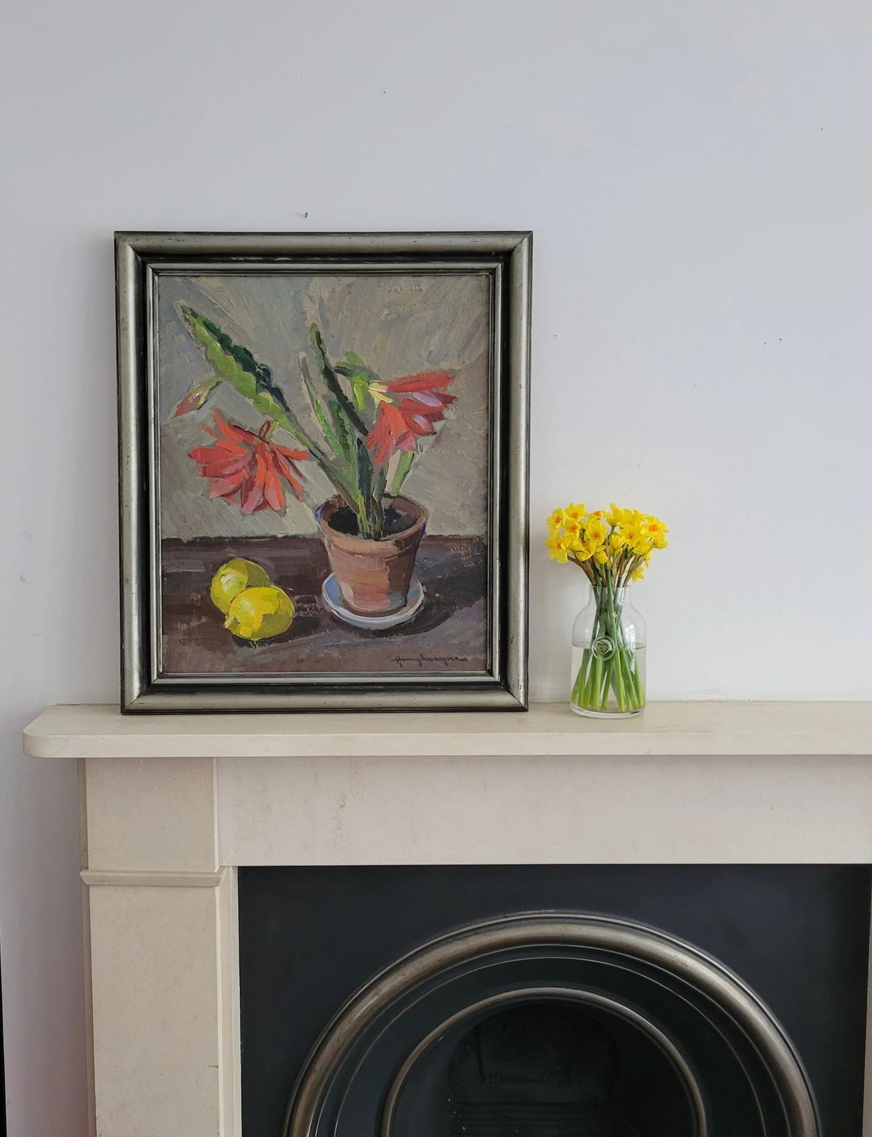 photo for sale Red Blooms & Lemons Original Mid Century Vintage Floral