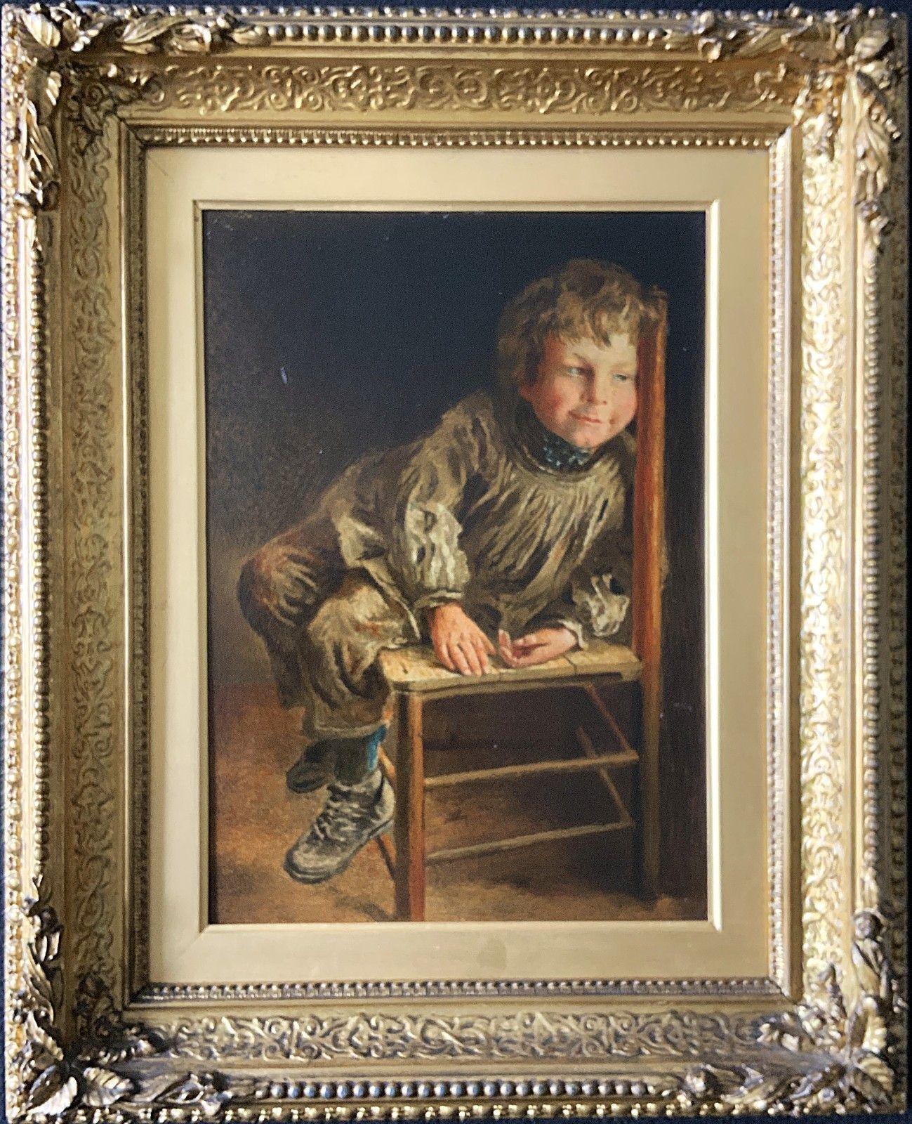 Beautiful 19th Century Victorian Gilt Framed Portrait Oleograph Picture