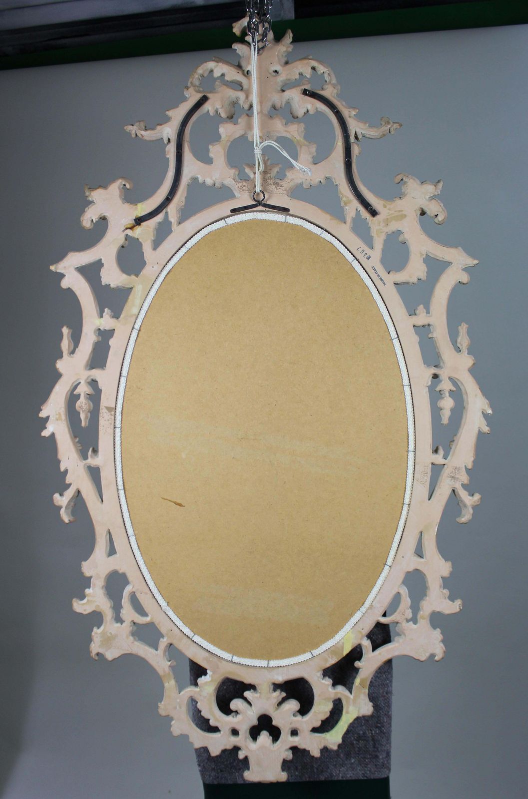 Large Italian Rococo Style Carved Giltwood Oval Wall Mirror, Florentine, 20th Ce photo vintage