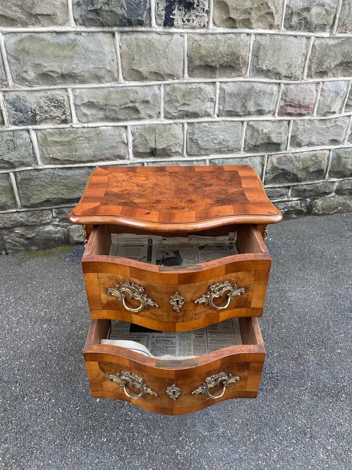 Antique Serpentine Burr Walnut Chest Of Drawers photo vinterior