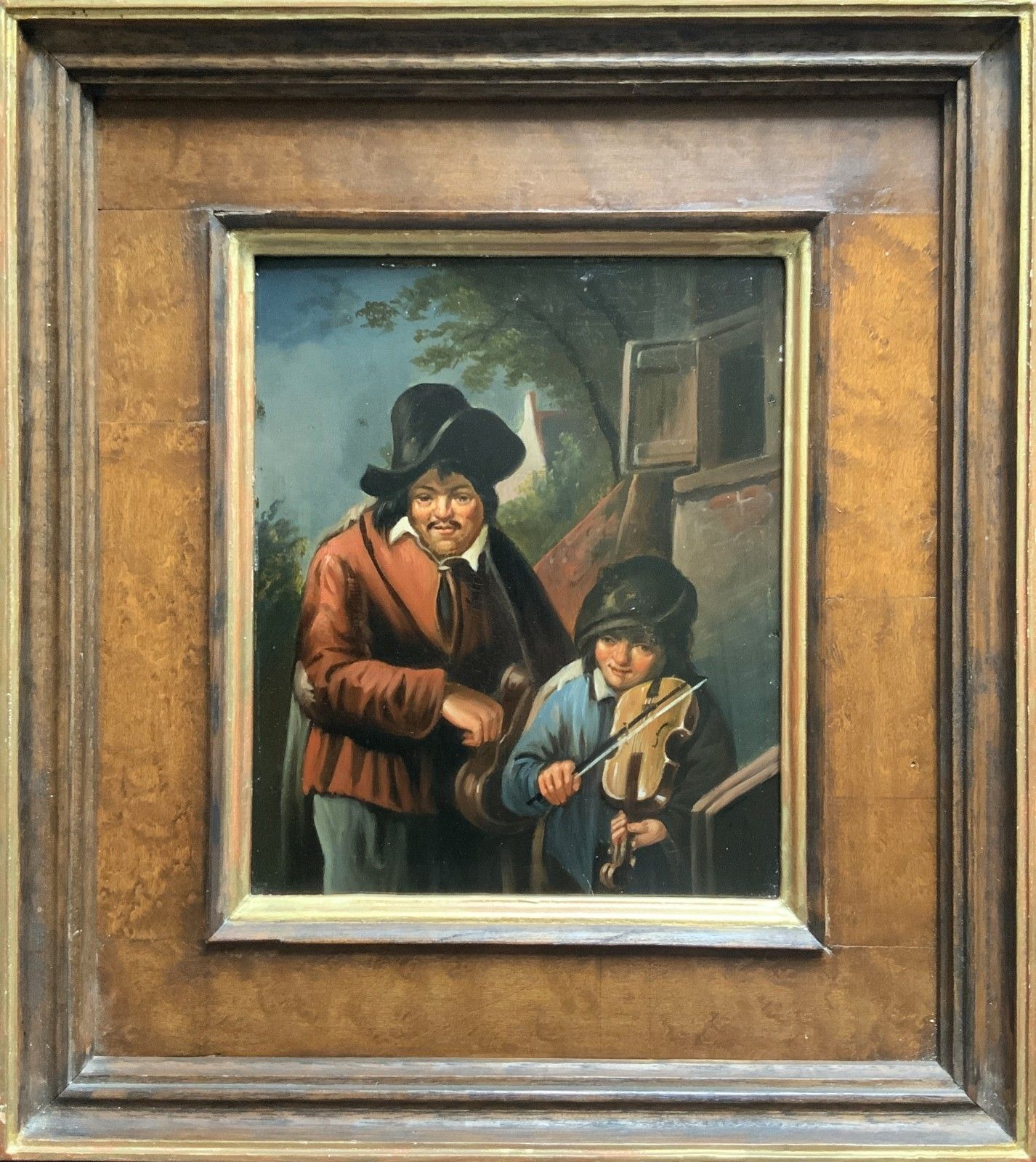 Antique Dutch Musician Oil Portrait Painting Manner Of David Teniers (1610 1690)