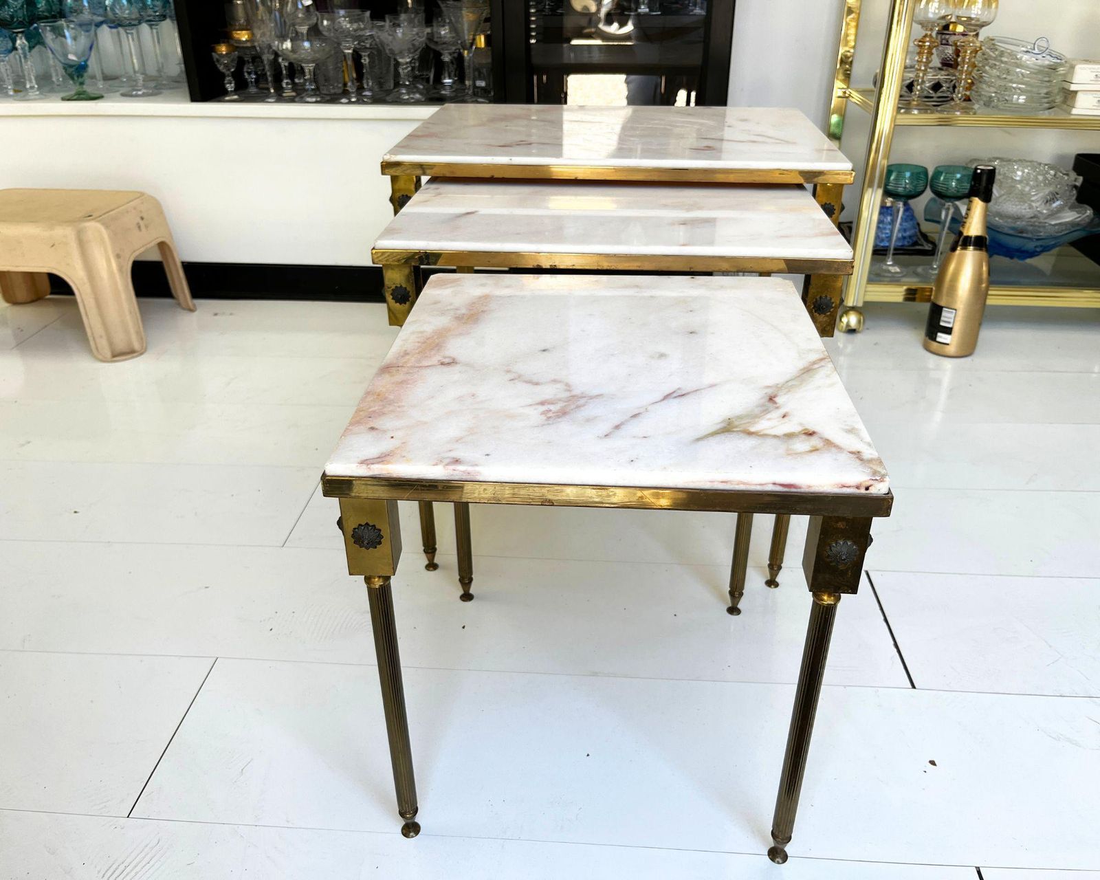 Nesting Tables | Small Side Tables | French Marble Brass photo Furniture
