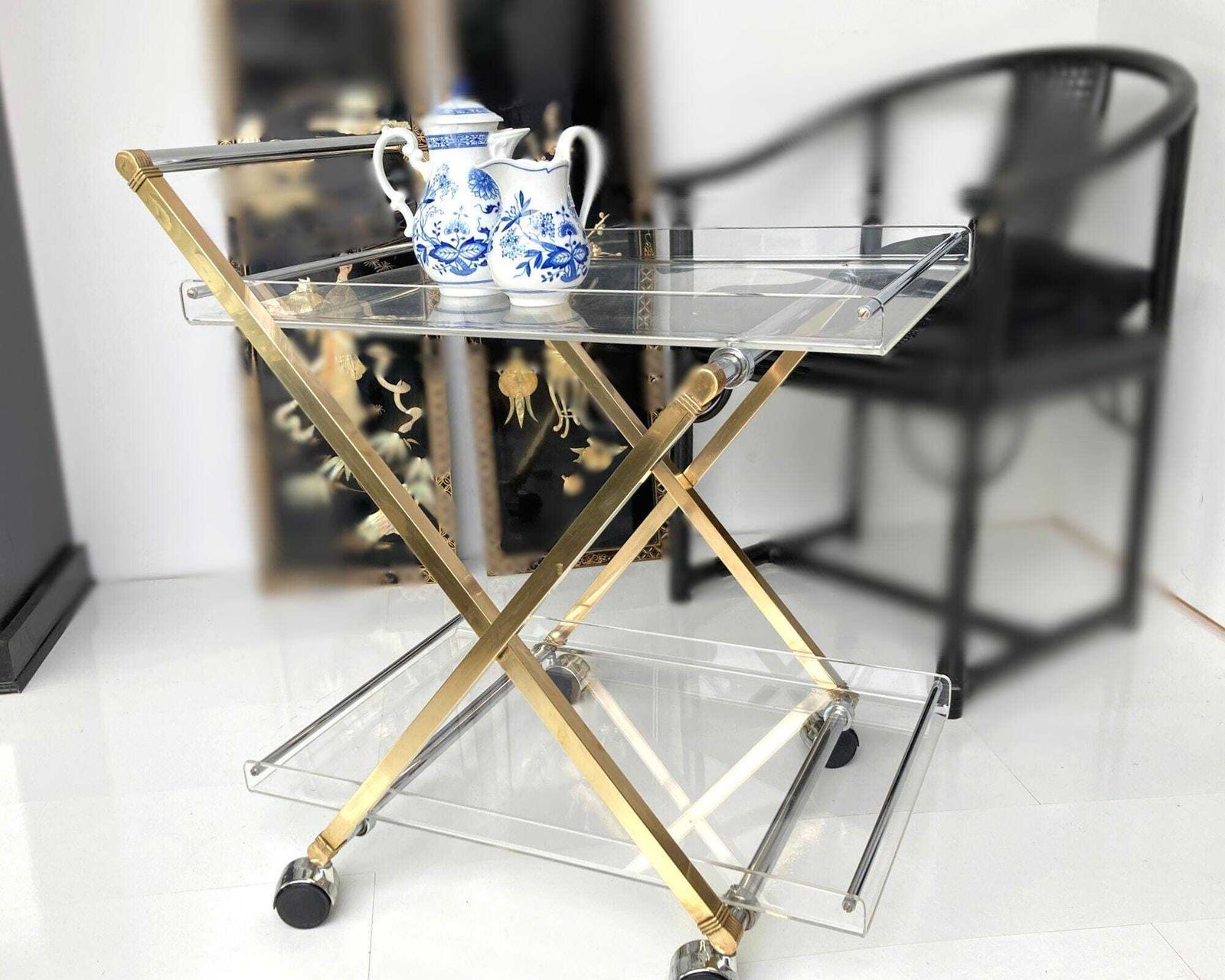 Drinks Trolley | Vintage Bar Cart | Lucite Furniture photo for sale
