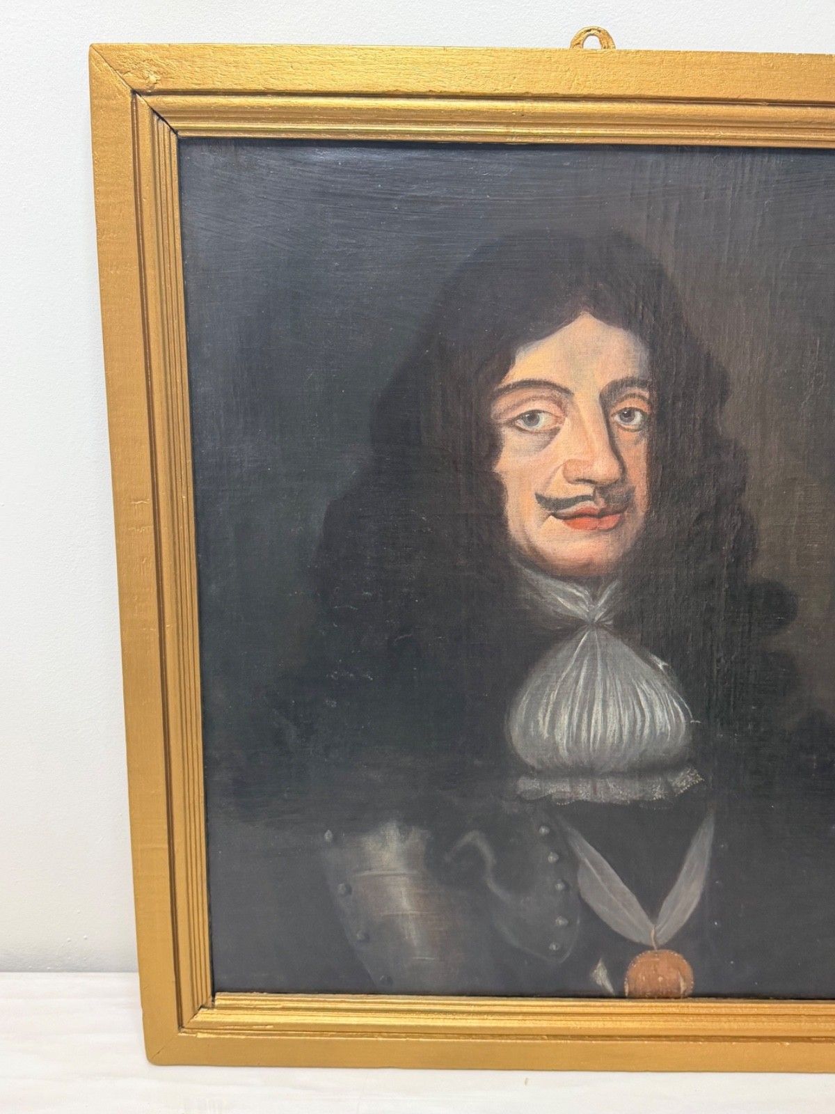 19th Century Oil Portrait Painting Of King Charles II Wearing The Royal Garter After Sir Peter Lily Gilt Framed photo vinterior