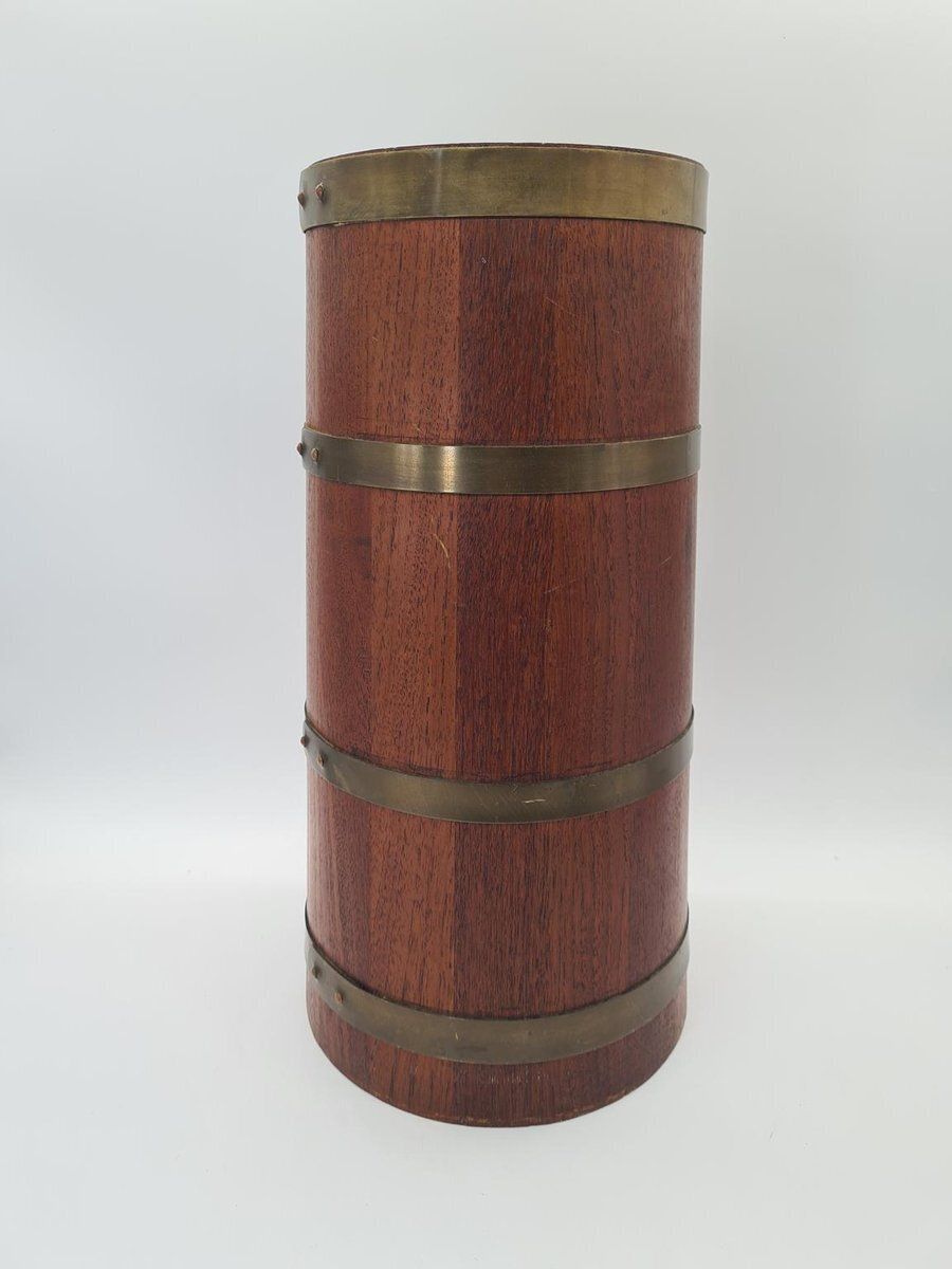 Campanian Wooden Umbrella Stand With Brass Fittings, 1960s photo Home Decor
