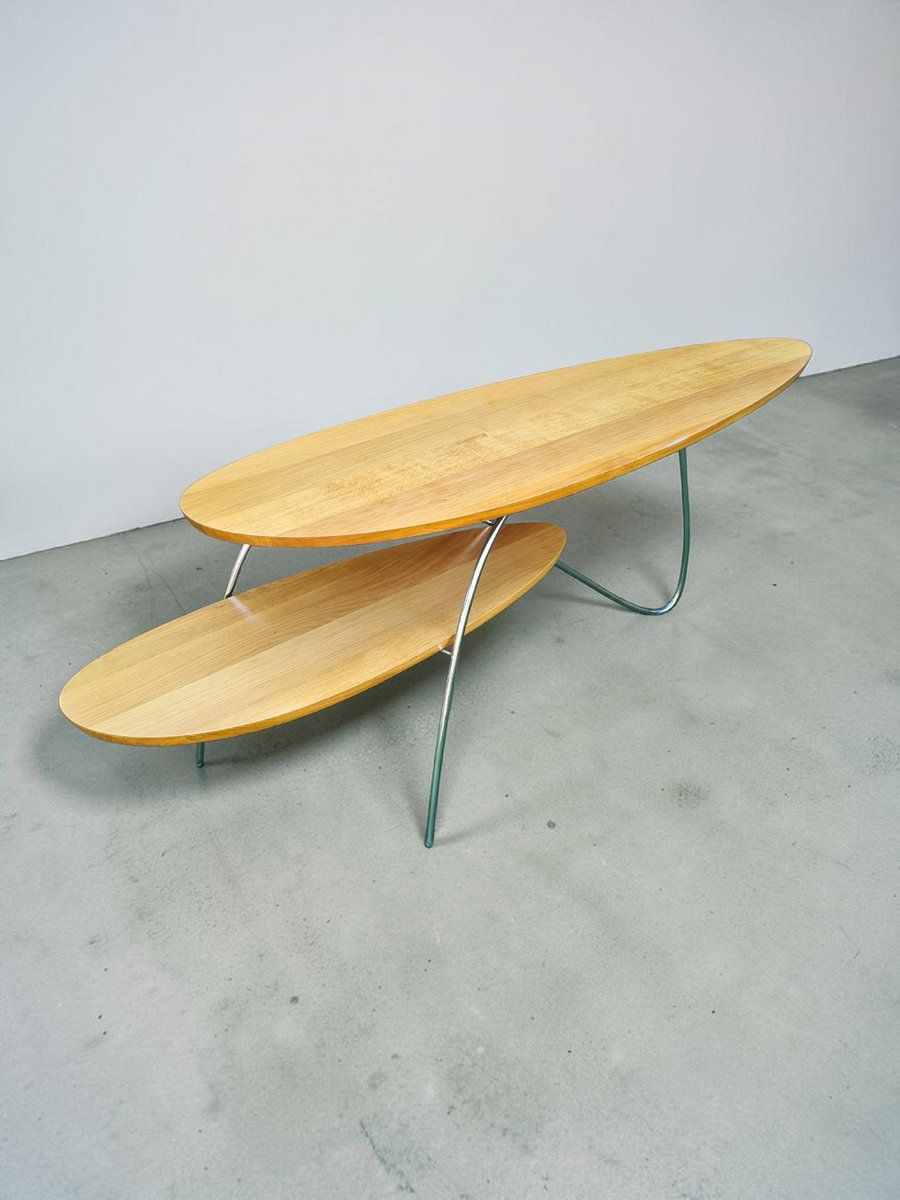 Modern Coffee Table In Wood And Steel, 1980s photo for sale