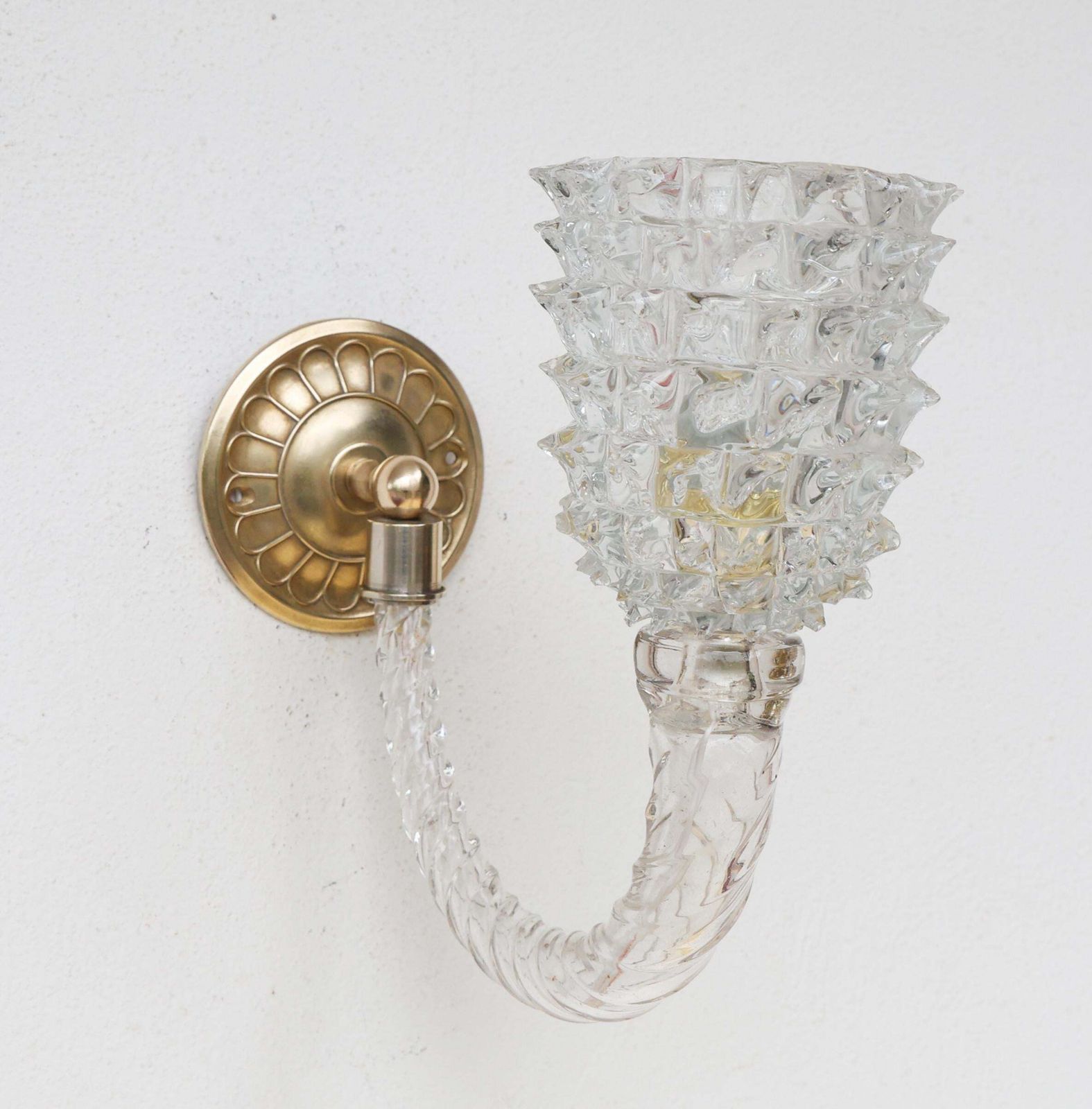 Set Of 2 Art Deco Wall Light In Murano Rostrato Glass By Barovier E Toso, 1950s photo furniture
