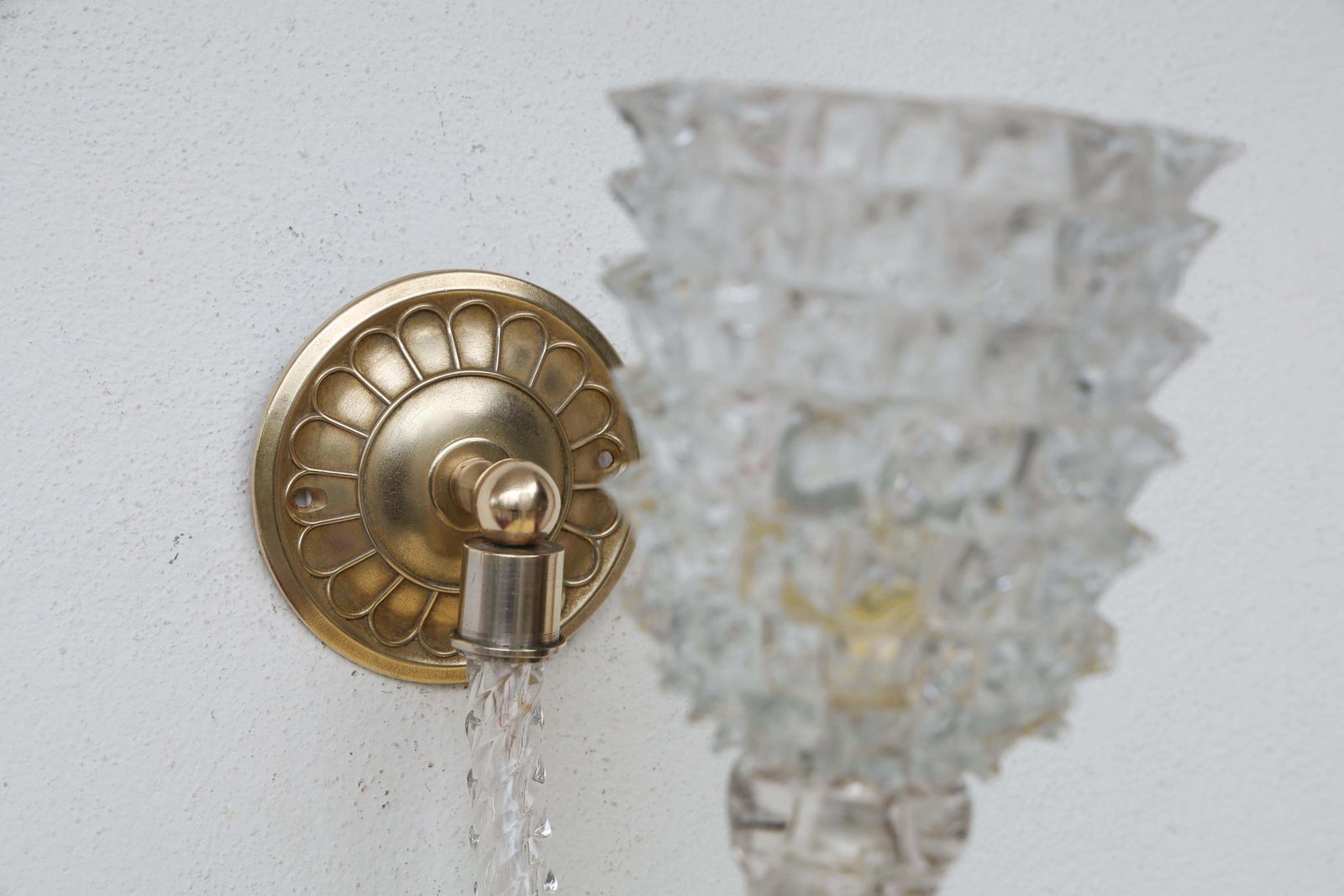 Set Of 2 Art Deco Wall Light In Murano Rostrato Glass By Barovier E Toso, 1950s photo vintage
