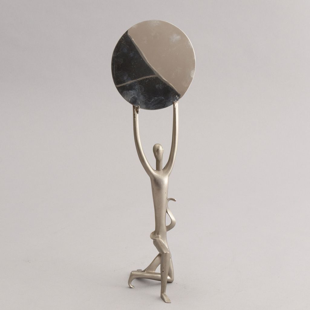 Nickel Plated Brass Table Mirror By Whw Hagenauer, Vienna, Austria (Not Stamped) photo furniture