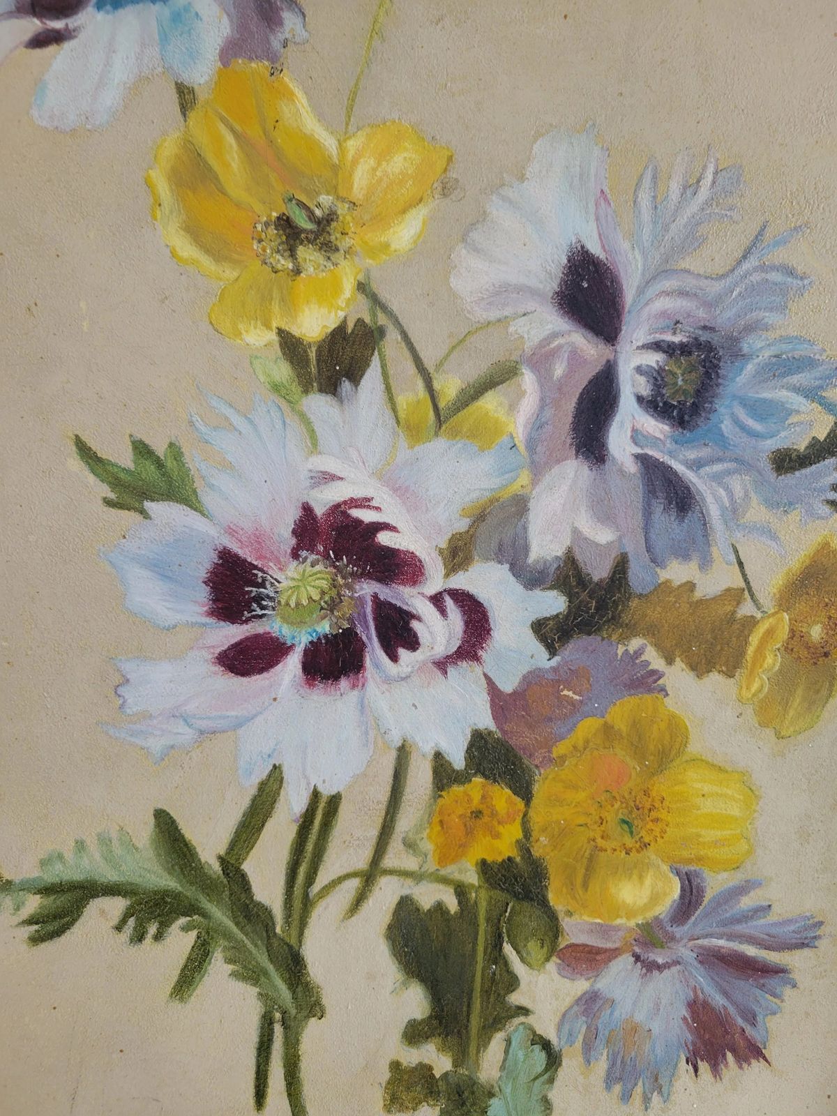 Art Wild Anemones  Original French Floral Oil Painting photo