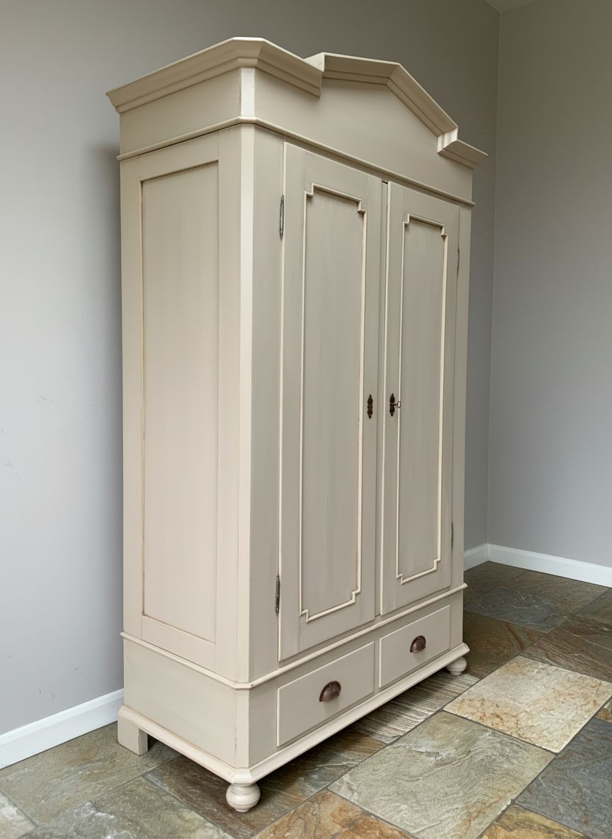 Restored Antique Pine Continental Knockdown Wardrobe Armoir Painted photo furniture