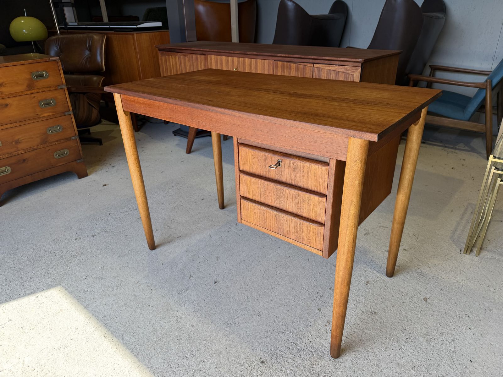 Mid Century Danish Teak Small Desk By Møbelfabrikken La Os Vintage photo Furniture