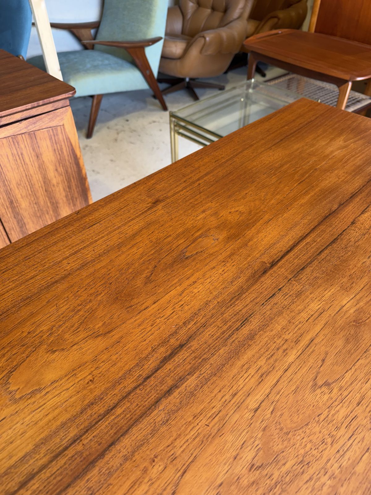 Furniture Mid Century Danish Teak Small Desk By Møbelfabrikken La Os Vintage photo
