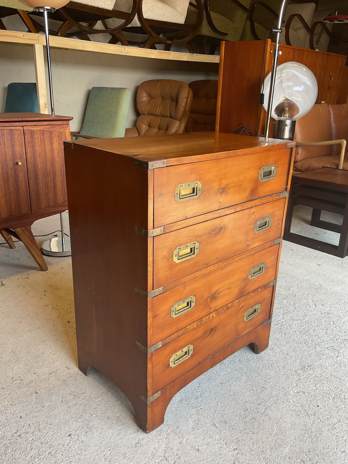Antique Regency Military Campaign Chest Of Drawers With Brass photo buy