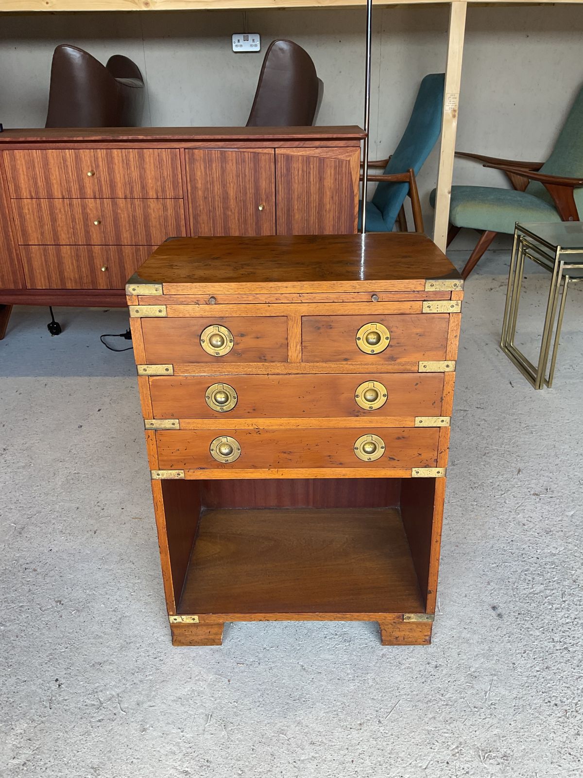 Antique Regency Walnut  Military Campaign Chest Of Drawers
