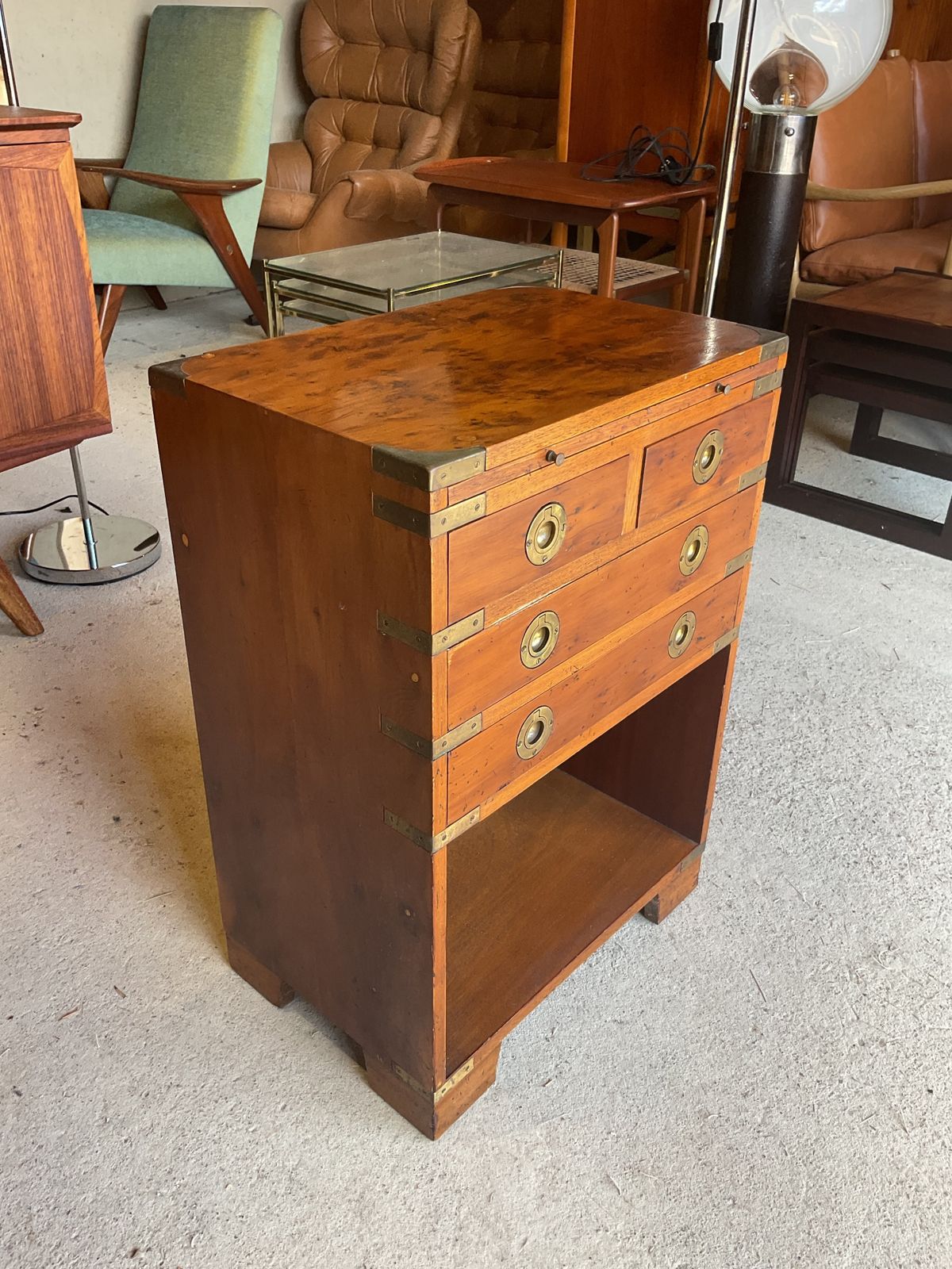 Antique Regency Walnut  Military Campaign Chest Of Drawers photo Furniture