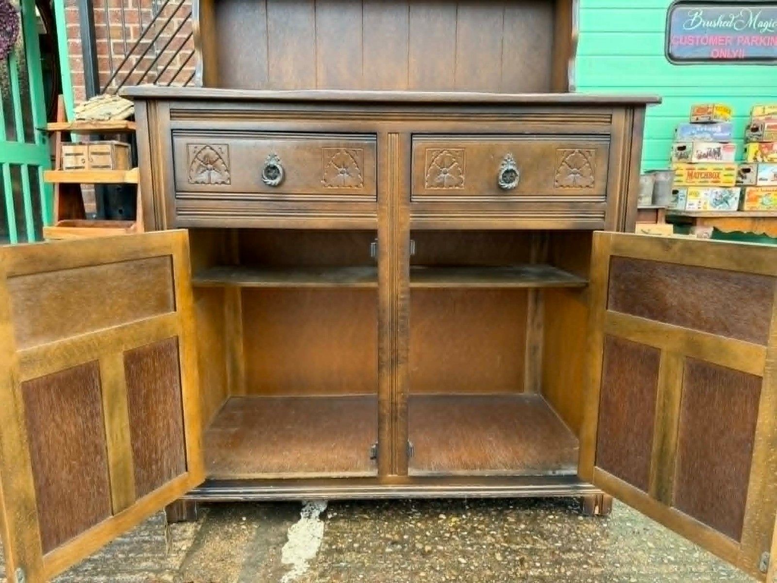 Vintage Welsh Dresser With Plate Racks Ready To Upcycle In Any Colour photo 475.0