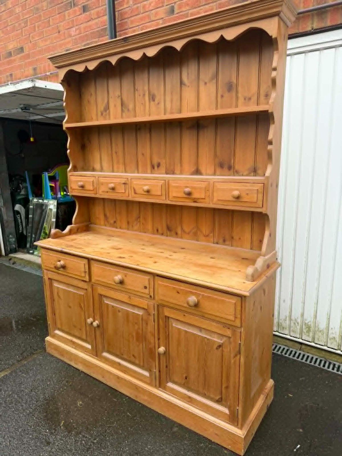 Custom Painted Vintage Country Farmhouse  Pine 3 Door Medium Welsh Dresser photo furniture