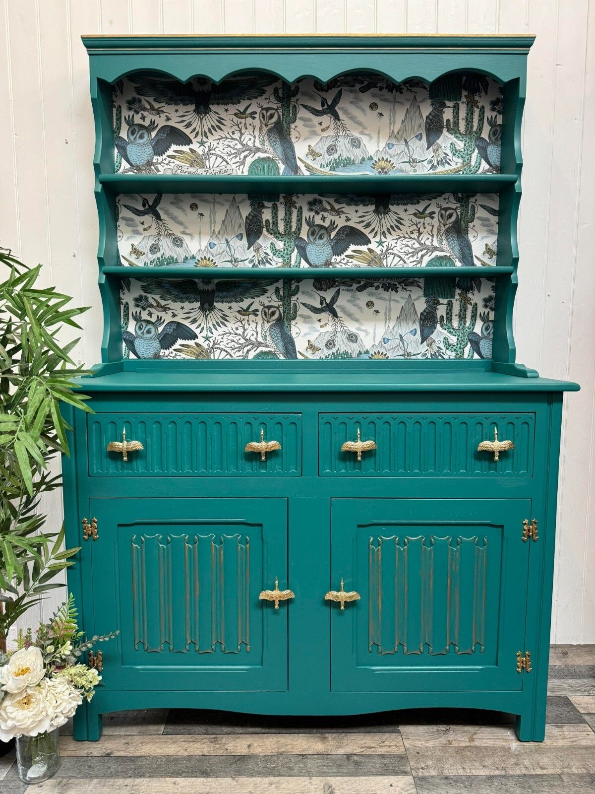 Custom Painted Vintage Country Farmhouse  Pine 3 Door Medium Welsh Dresser photo buy