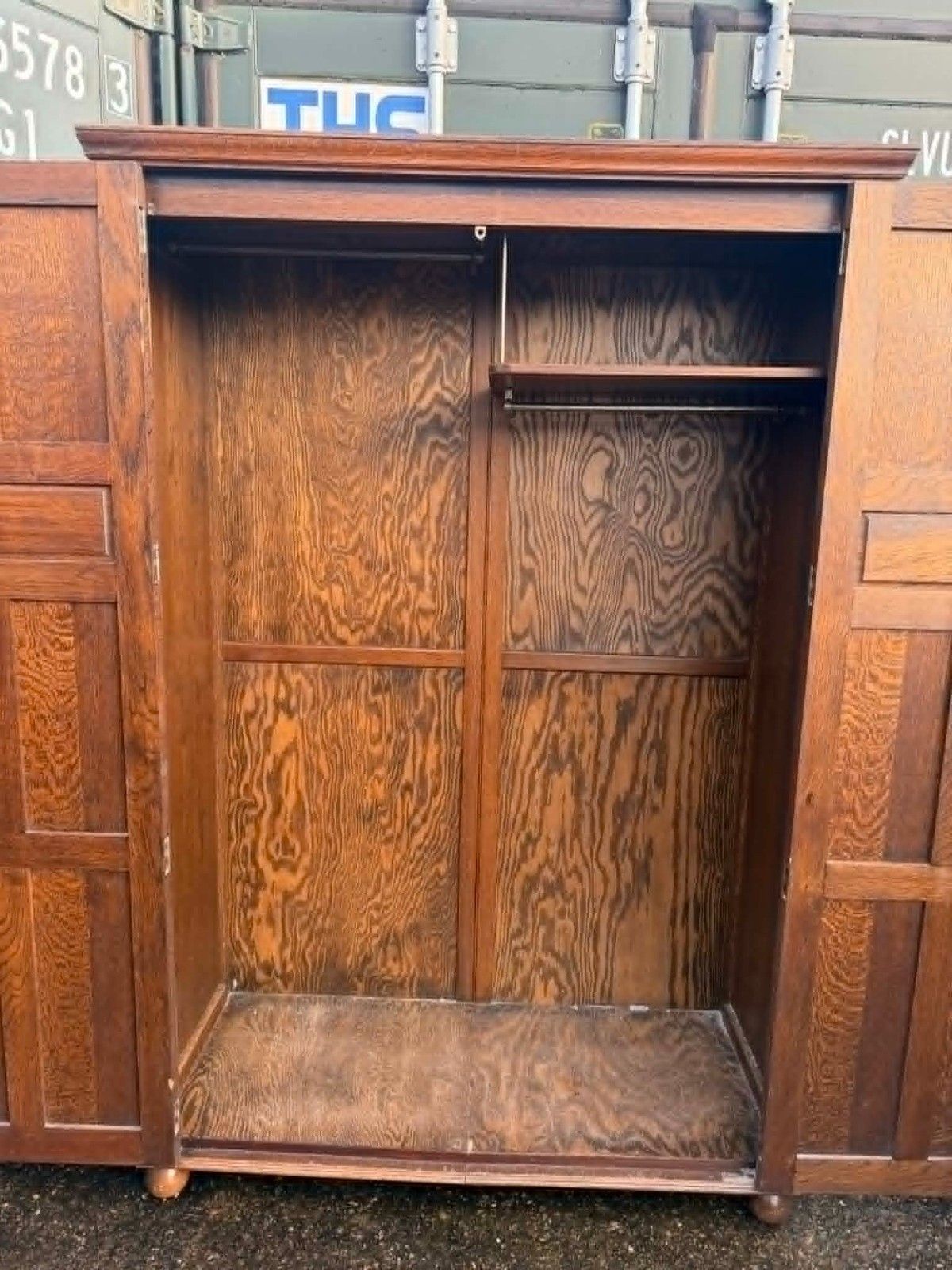 Antique Vintage Carved Double Hallrobe/Wardrobe Ready To Be Upcycled photo furniture