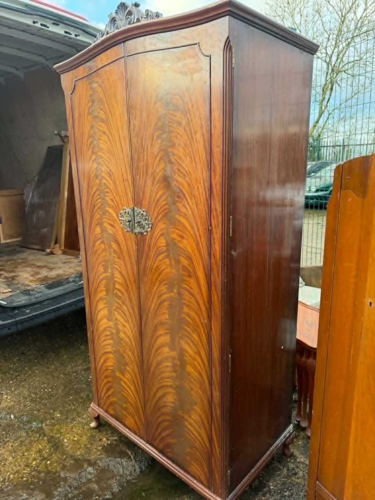 Ornate Antique Vintage Mahogany Double Hallrobe/Wardrobe photo 750.0